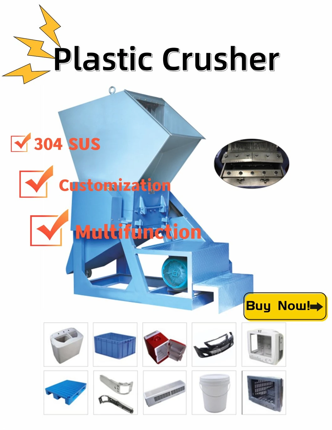11kw 500r/Min Customization Big Plastic Crusher Shredder Crushing Shredder Machine